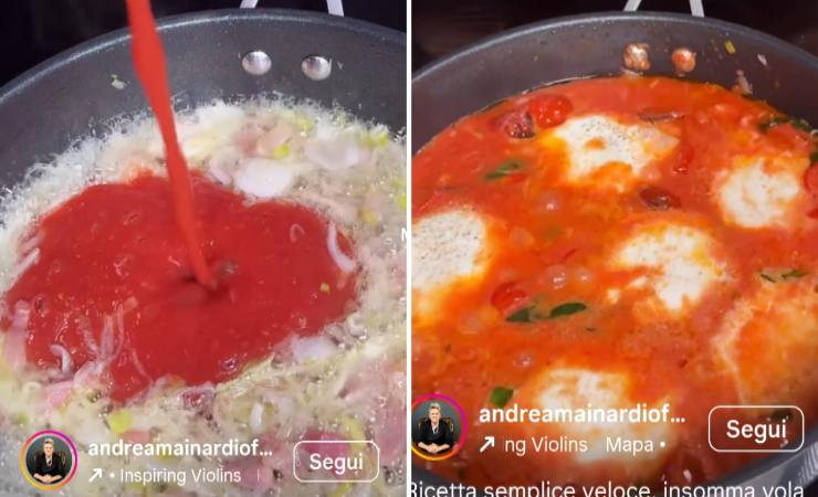 preparazione mozzarella al sugo