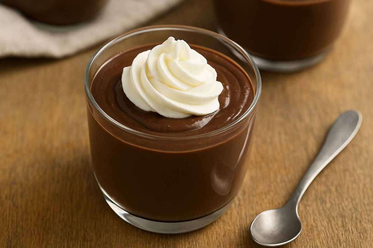Un budino al cioccolato fondente e vaniglia